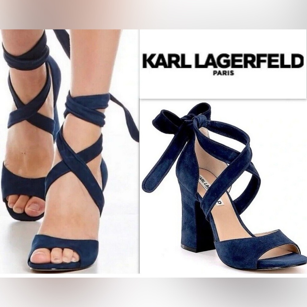 Karl Lagerfeld Blue Suede Heels size 7